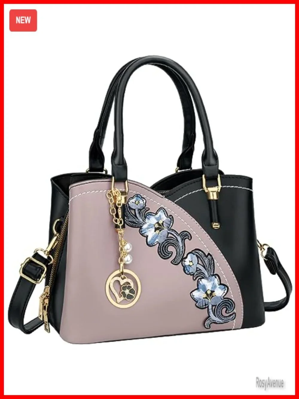 Triple Compartment Vegan Leather Satchel Handbag Crossbody Bag